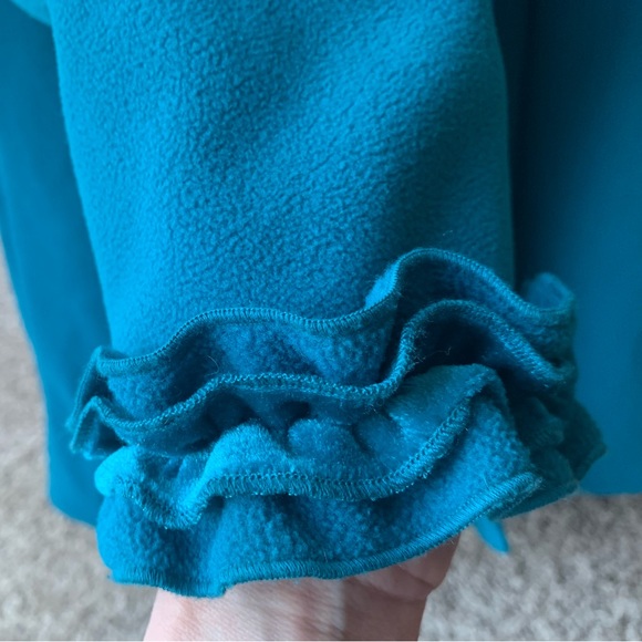 Retro Threads Vintage Style Ruffled Buttoned Down Coat Emerald Blue Size M - Picture 8 of 16